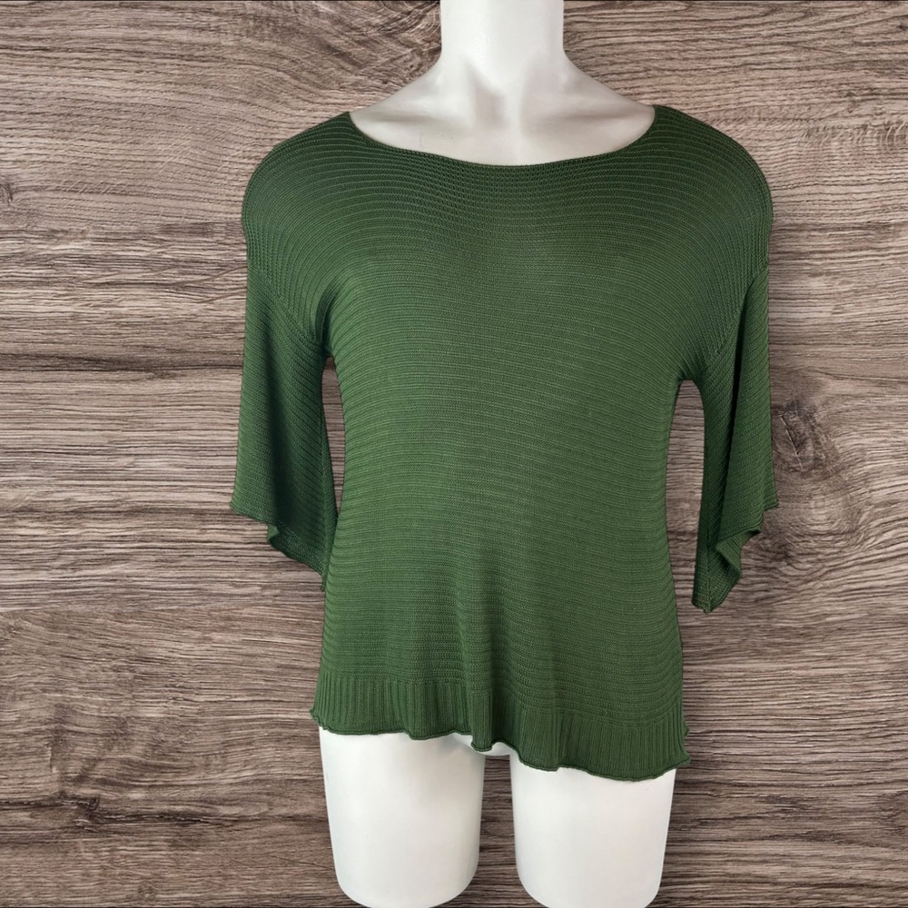 M. Rena Sweater Womens Small Viscose Cable Knit Long Sleeve Green (438)